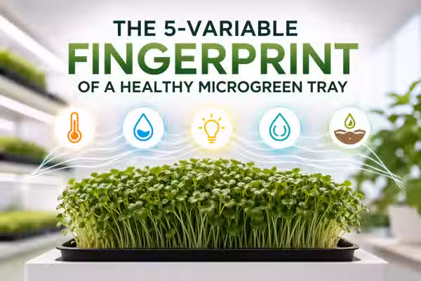 The 5-variable fingerprint of a healthy microgreen tray: temperature, humidity, lux, and moisture by day