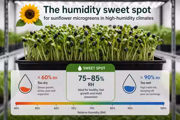 The humidity sweet spot for sunflower microgreens in high-humidity climates
