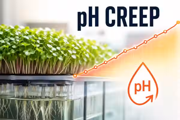 pH creep in a passive hydroponic system in heat: 14-day daily readings