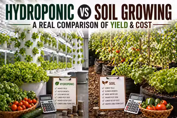Hydroponic vs soil growing: a real comparison of yield, cost, water use, and time investment for Bangkok