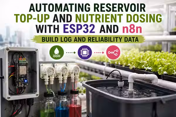Automating reservoir top-up and nutrient dosing with ESP32 and n8n: build log and reliability data