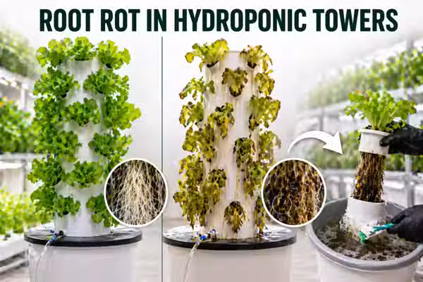 Root rot in hydroponic towers: early visual signs and how to recover without restarting