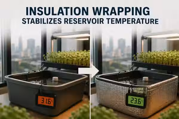 Does wrapping your reservoir in insulation reduce temperature swing? Before and after DS18B20 data from a Bangkok grow
