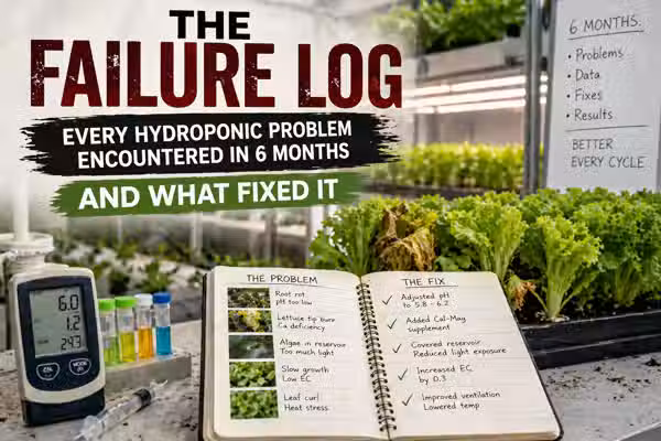 The failure log: every hydroponic problem encountered in 6 months and what fixed it