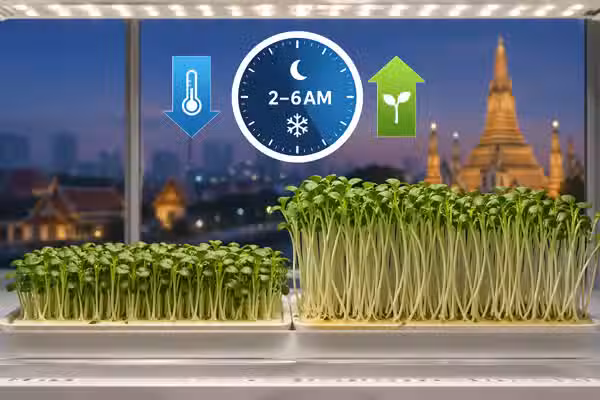 Bangkok night temperature drop (2-6am) and its effect on stem length and hypocotyl elongation